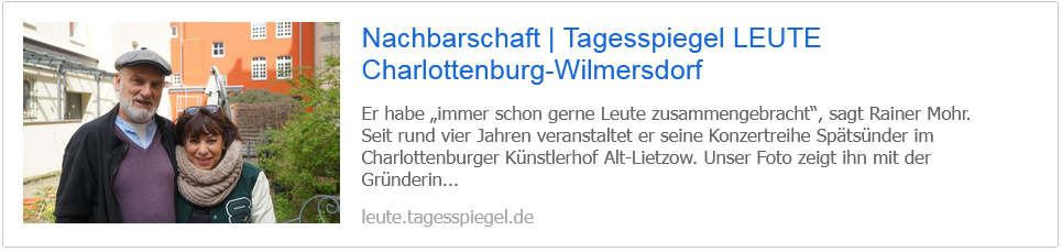 Nachbarschaft | Tagesspiegel LEUTE Charlottenburg-Wilmersdorf